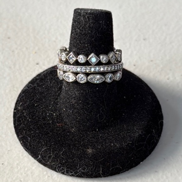 Pandora Elegant Silver Stack Ring Set - Picture 1 of 7
